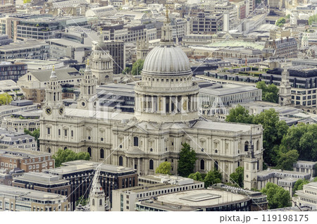 Aerial View of St Paul Cathedral, London, UK 119198175