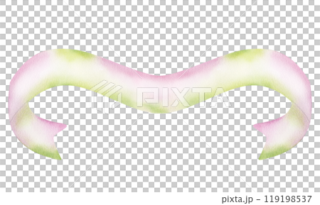 Ribbon for text in pastel green pink colors. Template stripe for banner message. Hand drawn watercolor illustration isolated background. Vintage curved blank for cards or invitations 119198537