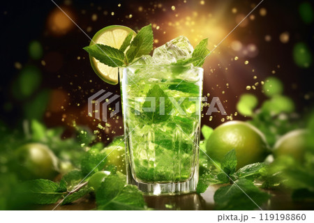 Mojito Cocktail with Fresh Mint and Lime 119198860