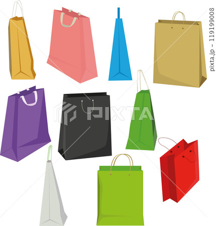 packages of different shapes and colors. shopping bag 119199008