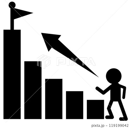目標に向かって努力するグラフのイラスト 119199042