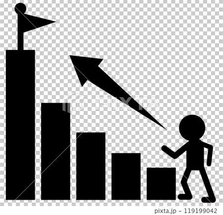 目標に向かって努力するグラフのイラスト 119199042