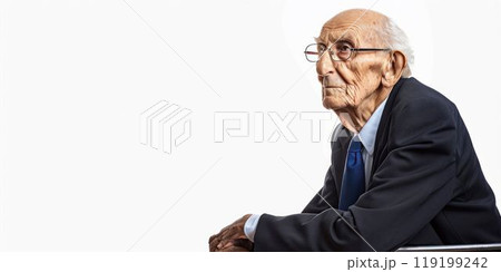 Portrait of an Elderly Man in Suit and Glasses. Generative ai 119199242