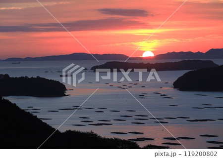 日本の朝日百選、虫明迫門の曙からの日の出 119200802