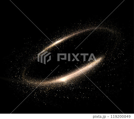Isolated gold oval frame with glittery fine tinsel Isolated gold oval frame with glittery fine tinsel 119200849