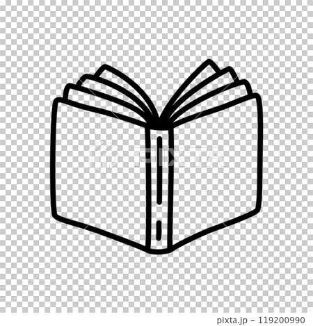 Doodle book icon handdrawn with ink pen. Knowledge and education symbol 119200990