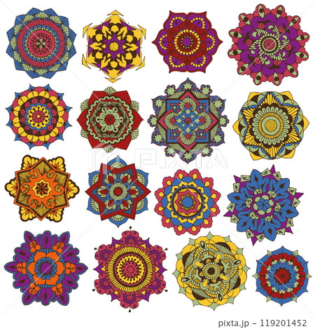 16 bright ornate ornamental circles for decorating 119201452