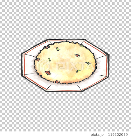 チャーハンの手書き筆絵風イラスト 119202059