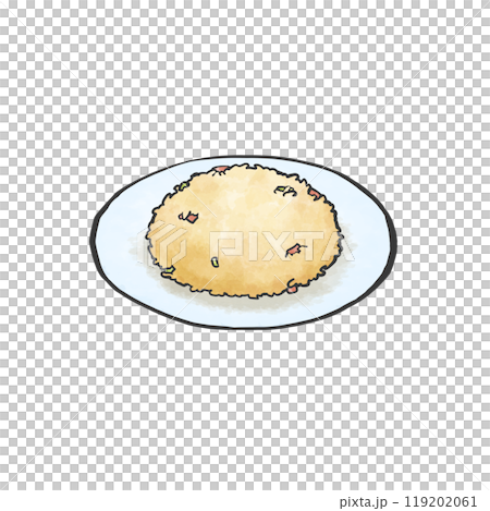 半チャーハンの手書き筆絵風イラスト 119202061