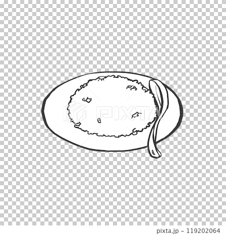 半チャーハンの手書き筆絵風イラスト 119202064