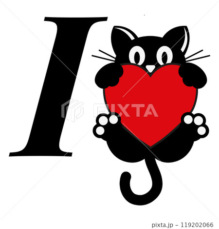 I love the cat. Isolated on white background. Vector illustration. 119202066
