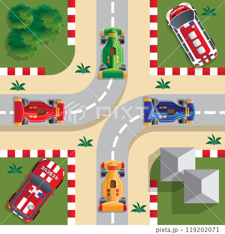 Car racing. Seamless pattern. Vector illustration. 119202071