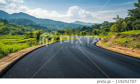 Freshly Paved Asphalt Road 119202787
