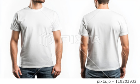 White Men's T-Shirt Mockup on Male Model White Men's T-Shirt Mockup on Male Model 119202932