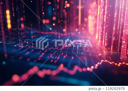 An abstract representation of financial growth with digital graphs and chart An abstract representation of financial growth with digital graphs and chart 119202970