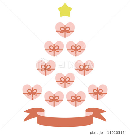 ハートのプレゼントのクリスマスツリー 119203154