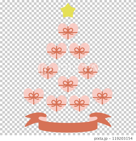 ハートのプレゼントのクリスマスツリー 119203154