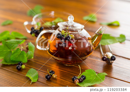 herbal tea from currant leaves and berries herbal tea from currant leaves and berries 119203384