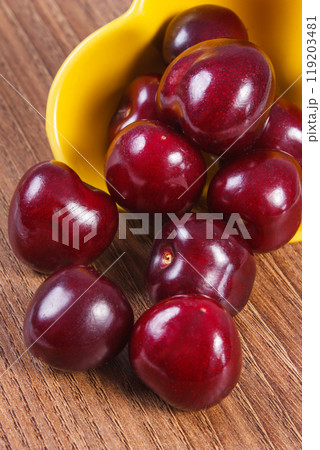 Fresh ripe cherries. Healthy dessert or snack 119203481