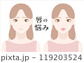 唇の形に悩む女性のイラスト 119203524
