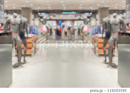 Abstract blur clothing boutique display interior of shopping mall background Abstract blur clothing boutique display interior of shopping mall background 119203595