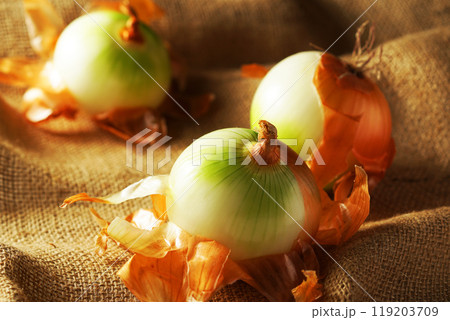 皮が剥けた玉ねぎ 119203709