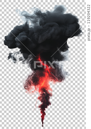 Dark cloud formation with lightning striking at the center during a stormy weather event 119204322