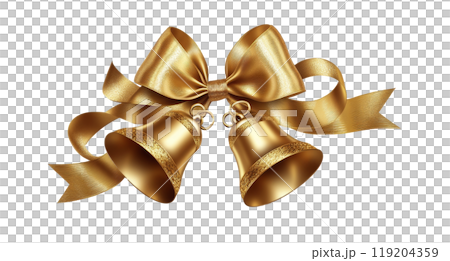 Golden bells and bow decoration for festive celebrations and holiday decorations 119204359