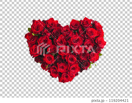 Beautiful heart-shaped arrangement of red roses perfect for expressing love and affection 119204421