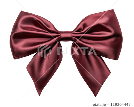 Elegant burgundy satin bow for gift wrapping or decorations on a neutral background 119204445