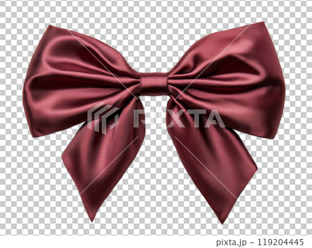 Elegant burgundy satin bow for gift wrapping or decorations on a neutral background 119204445