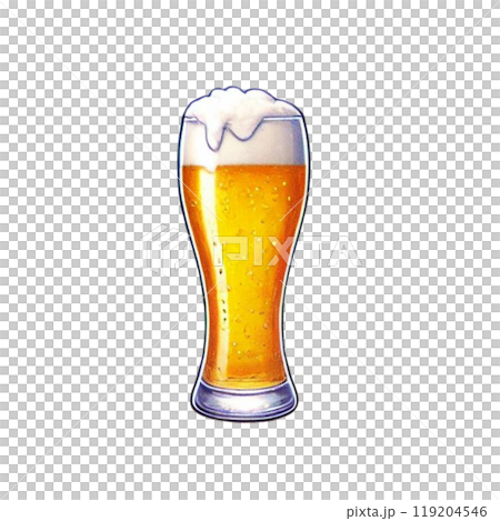 生啤酒倒入玻璃杯的插圖產生 AI 插圖 119204546
