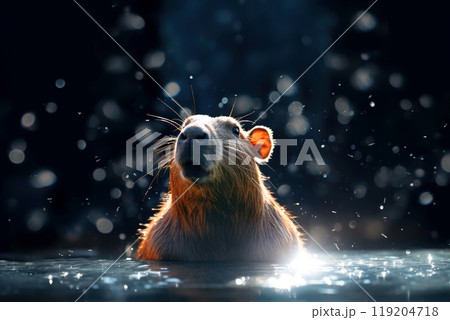 Captivating otter portrait in a magical snowy setting 119204718