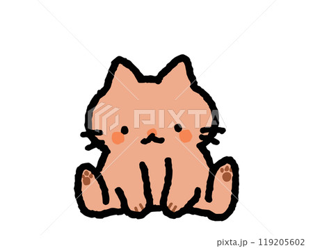 座りねこちゃん　手描きイラストアイコン 119205602