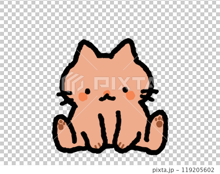 座りねこちゃん　手描きイラストアイコン 119205602