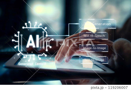 Human interact with AI artificial intelligence brain process generative AI EIDE 119206007