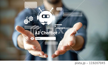 Human interact with AI artificial intelligence virtual assistant FaaS 119207045