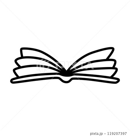 Doodle book icon handdrawn with ink pen. Knowledge and education symbol Doodle book icon handdrawn with ink pen. Knowledge and education symbol 119207397