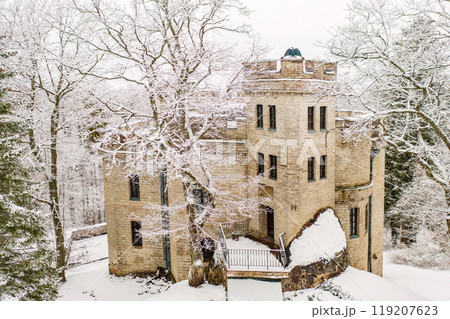 Old castle in the winter Glen park. Tallinn, Estonia. Old castle in the winter Glen park. Tallinn, Estonia. 119207623
