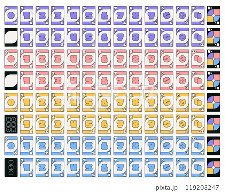 Board card game uno in retro style. Vector illustration, isolated objects 119208247