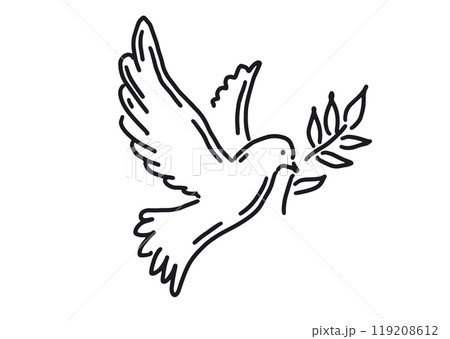Dove of peace hand drawn illustration.	 119208612