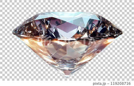 A stunning diamond sparkles brilliantly, capturing light at an elegant angle 119208716