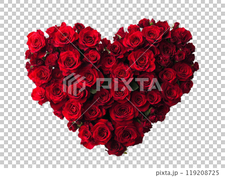 Beautiful heart-shaped arrangement of red roses perfect for expressing love and affection 119208725