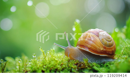 ゆっくり進むカタツムリ  ゆっくり進むカタツムリ  119209414
