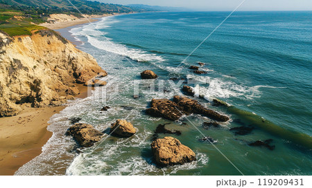 壮大な海岸線と断崖の風景 119209431