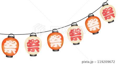 夏の祭り提灯のイラストフレーム 夏の祭り提灯のイラストフレーム 119209672