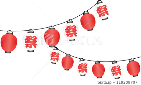 夏の祭り提灯のイラストフレーム 119209707