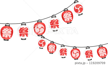 夏の祭り提灯のイラストフレーム 119209709