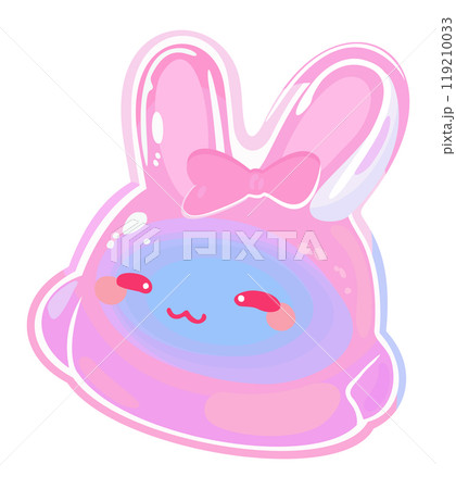 Kawaii rabbit. Soft pastel pink and blue glossy toy pet. Vector isolated illustration Kawaii rabbit. Soft pastel pink and blue glossy toy pet. Vector isolated illustration 119210033