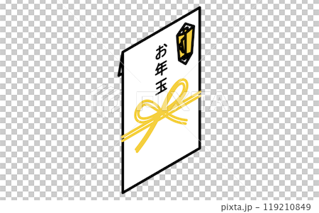 New Year's gift envelope with noshi and mizuhiki, isometric line icon 119210849